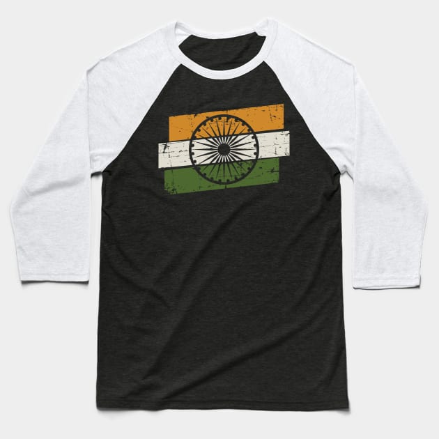 Vintage Indian Flag Baseball T-Shirt by Krishnansh W.